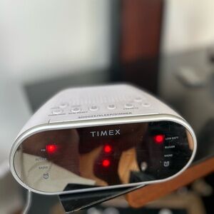 Timex White/Silver Digital Alarm Clock Radio with Red LED Display